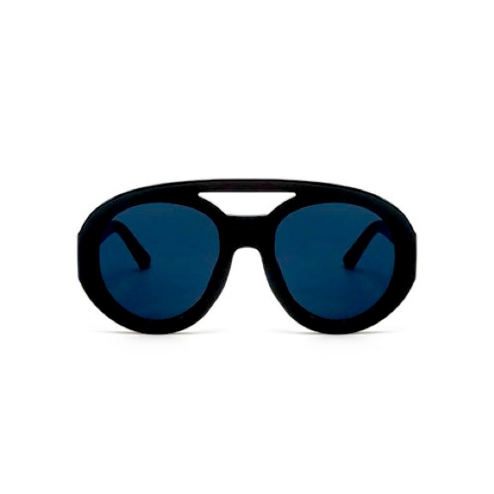 Black Double Bridge Round Women's Sunglasses